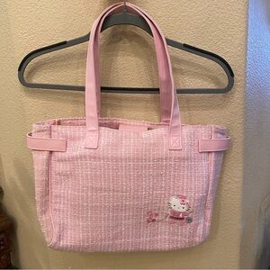 Vintage Hello Kitty Pink 2004 Tweed Poodle w/ Chain Tote Bag 10”x13”-Rare!